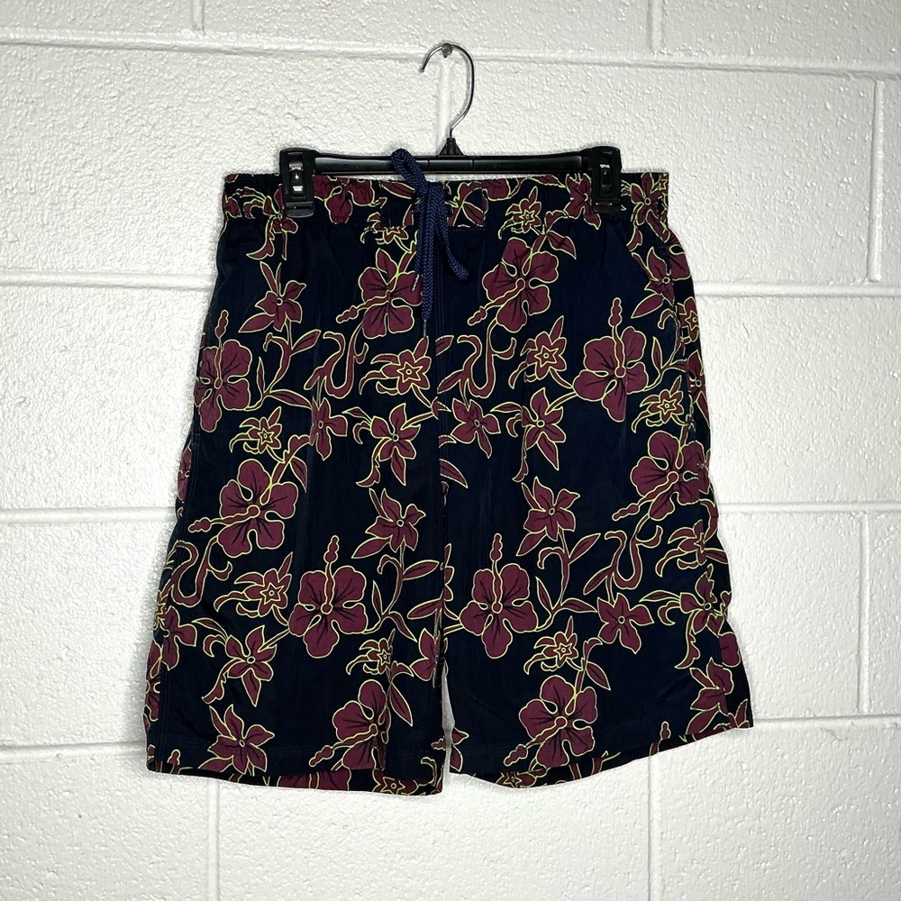 < Utility Brand Men’s Floral Pattern Swim Trunks >
